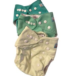 AlvaBaby 3-pack Green Pocket Diapers (Covers Only) EUC